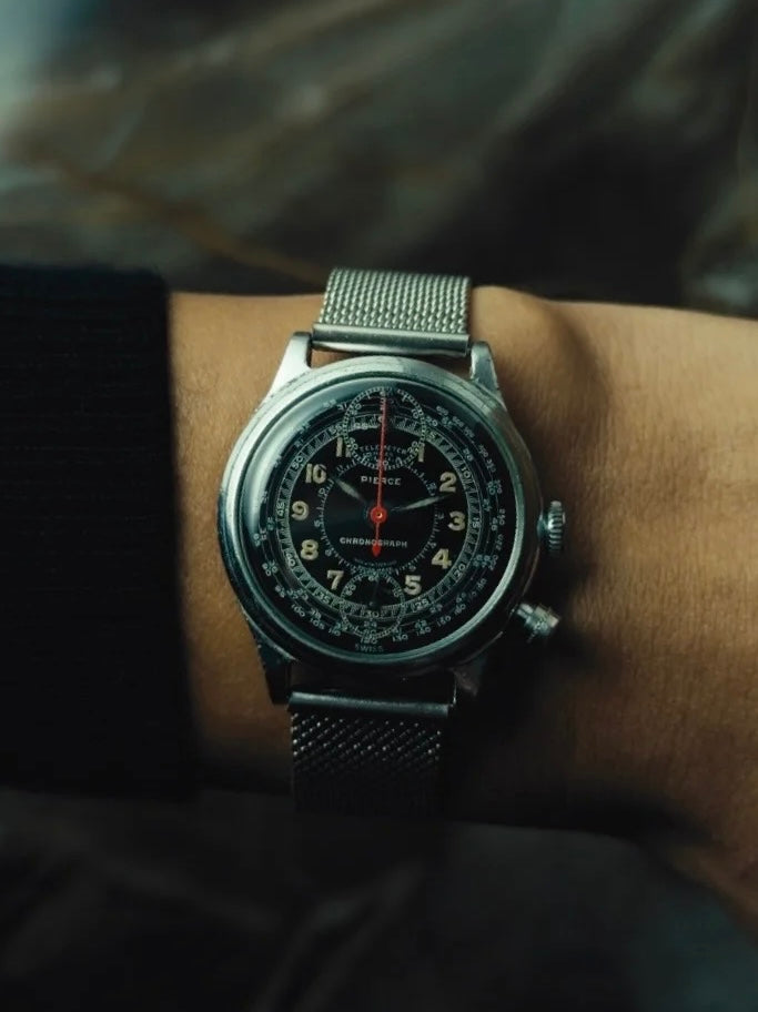 PIERCE Scientific Chronograph Black Dial 1940s｜ピアス サイエンティフィック クロノグラフ 1940年代 ヴィンテージ時計