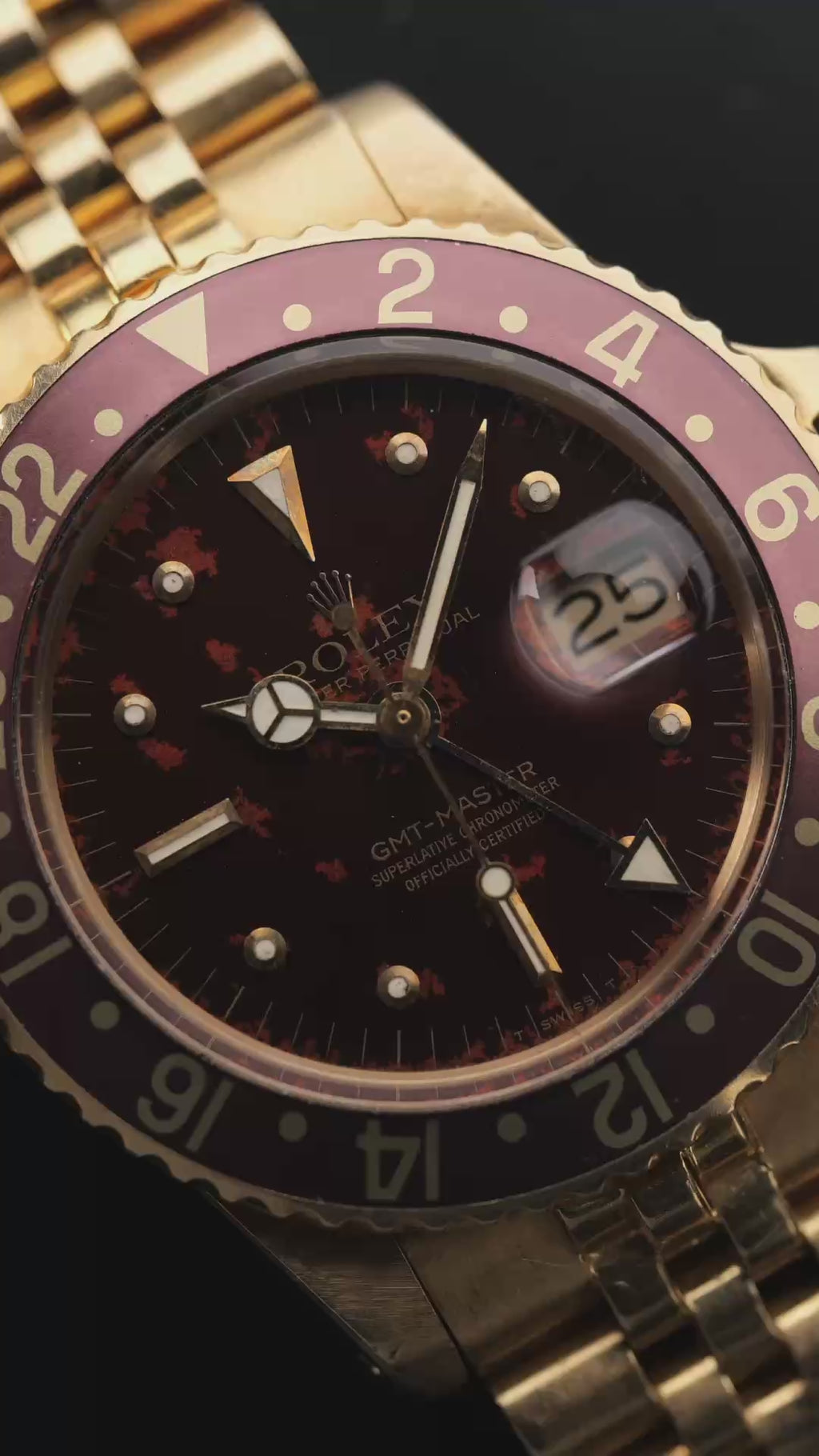 ROLEX 1675/8 18K Yellow Gold Tropical GMT